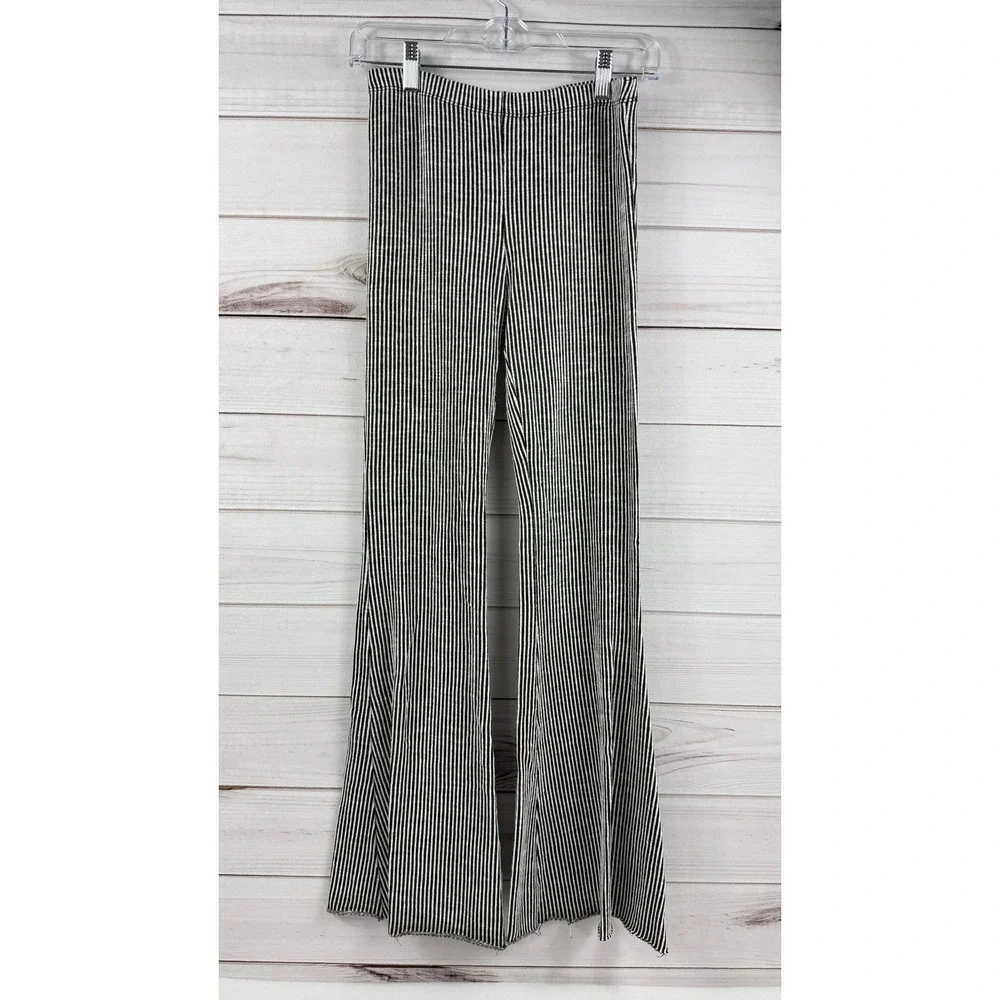 BY TOGETHER Striped Flare Bell‎ Bottom Pants Womens Size Small Black White